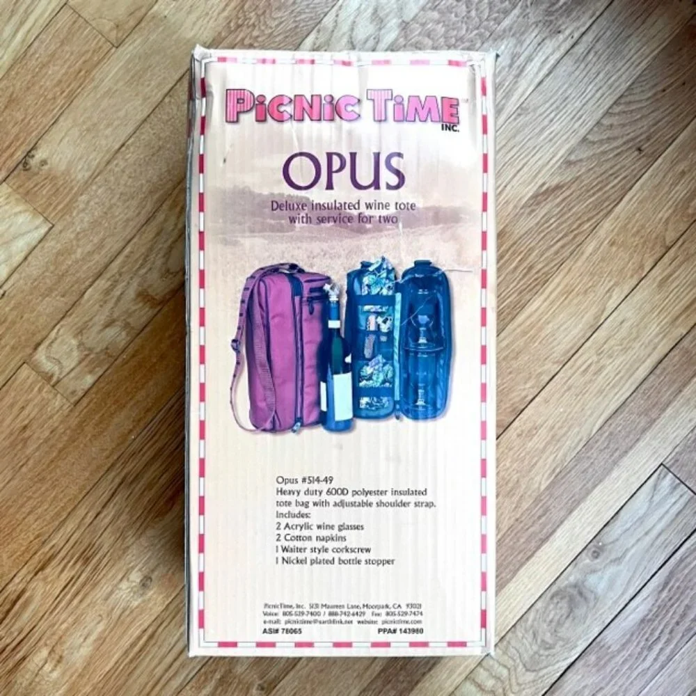Picnic Time Deluxe Opus #514-49 Insulated Wine Tote With Service For Two (New)